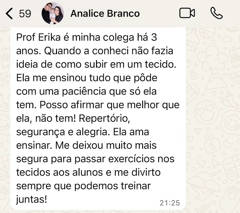 Print da mensagem de uma aluna